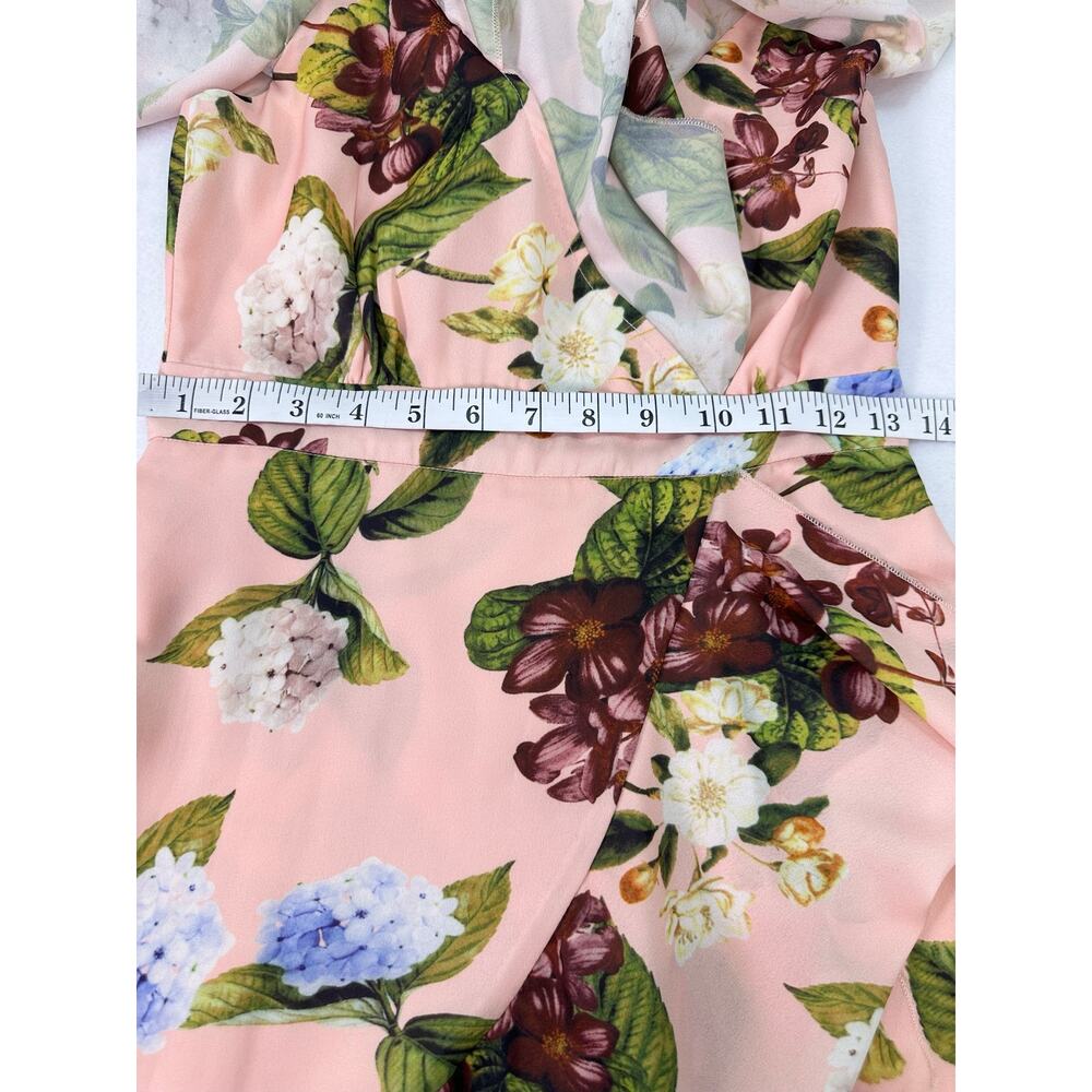 L’Atiste by Amy Pink Floral Ruffle High Low Maxi Dress Size Small Garden Party - Picture 10 of 11